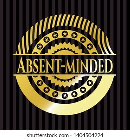Absent-minded gold shiny badge. Vector Illustration. Detailed.