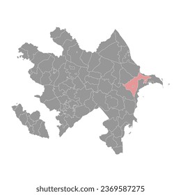 Absheron district map, administrative division of Azerbaijan.