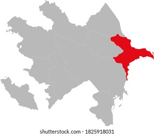 Absheron region isolated on Azerbaijan. Gray background.