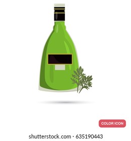 Absinthe Bottle And Sagebrush Color Flat Icon For Web And Mobile Design