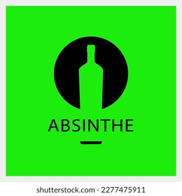 Absinthe. Logo de la bebida. Plantilla de icono de frasco. Ilustración vectorial