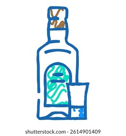 absinthe glass bottle doodle icon sketch vector. absinthe glass bottle sign. isolated symbol illustration