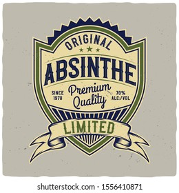 Absinthe label design. Lettering composition.