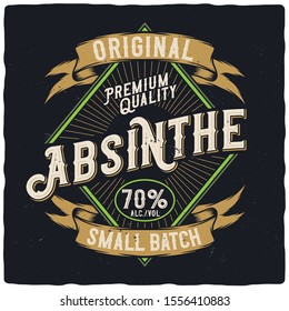 Absinthe label design. Lettering composition.