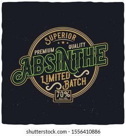 Absinthe label design. Lettering composition.