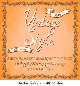 Absinthe label font and sample label design with decoration and ribbon. Vintage font, good to use in any vintage style labels