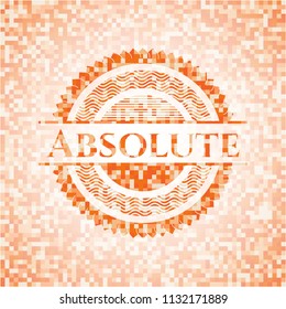 Absolute abstract emblem, orange mosaic background