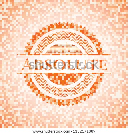 Absolute abstract emblem, orange mosaic background