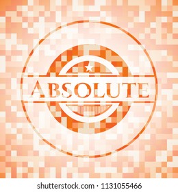 Absolute abstract orange mosaic emblem with background