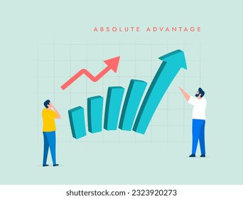 Absolute advantage business illustration. Achieve cost-effective production and competitive sales differences. Illustrates efficient resource utilization and higher output for the same inputs