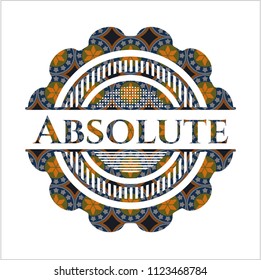 Absolute arabic badge. Arabesque decoration.