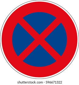 The absolute ban on stopping. Vector road sign Germany.