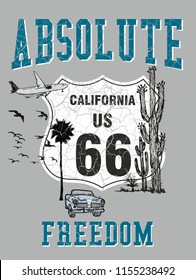 Absolute freedom California graphic design vector art