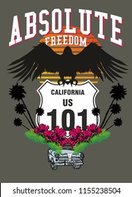 Absolute freedom California graphic design vector art