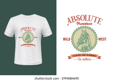 Absolute Freedom horse vector t shirt design 