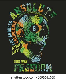 absolute freedom skull graphic design vector art