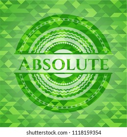 Absolute green emblem. Mosaic background