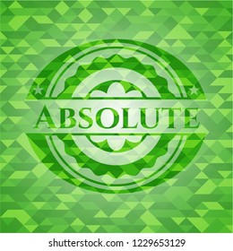 Absolute green emblem with mosaic background