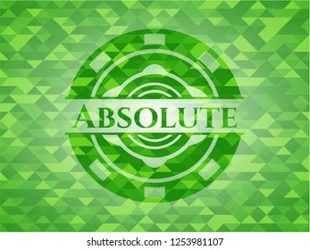 Absolute green emblem with mosaic ecological style background