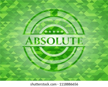 Absolute green emblem with triangle mosaic background