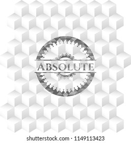 Absolute grey badge with geometric cube white background