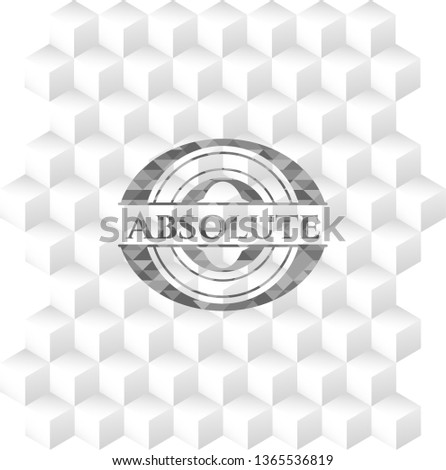 Absolute grey emblem with cube white background