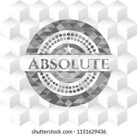 Absolute grey emblem. Retro with geometric cube white background