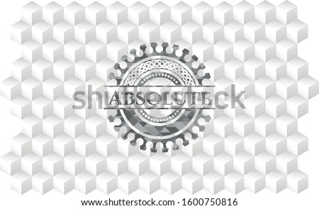 Absolute grey emblem. Retro with geometric cube white background