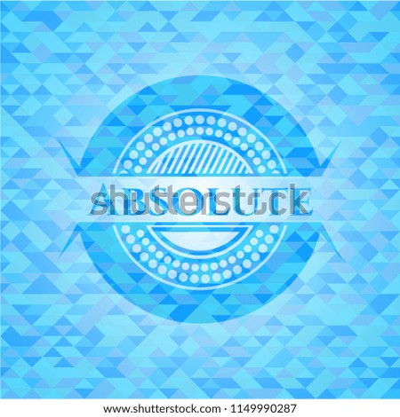 Absolute light blue emblem. Mosaic background