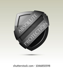 Absolute Protection guard shield concept. Safety badge, Absolute protection icon. Privacy banner shield. Security label. Defense tag. Presentation sticker shield. Defense safeguard sign. Vector badge