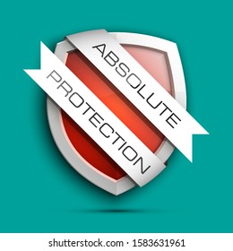 Concepto de cruz de protección absoluta. Icono de protección abstracta del vector de seguridad Escudo de banner de privacidad. Signo de etiqueta cruzada de seguridad. Protector protector de la marca adhesiva de presentación de etiquetas de defensa