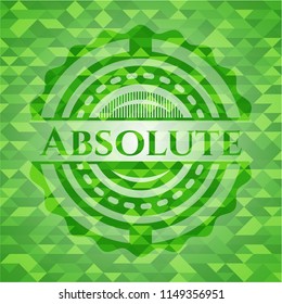 Absolute realistic green emblem. Mosaic background
