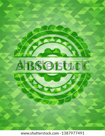 Absolute realistic green emblem. Mosaic background. Vector Illustration. Detailed.