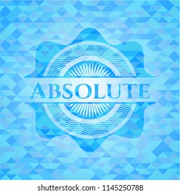 Absolute realistic sky blue emblem. Mosaic background