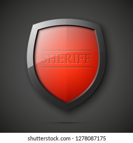 Absolute sheriff protection guard shield concept. Safety vector badge abstract. Privacy banner shield.  Defense tag. presentation sticker