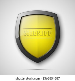 Absolute sheriff protection guard shield concept. Safety vector badge abstract protection icon Privacy banner shield Security label sheriff sign. Defense tag presentation sticker shield safeguard sign