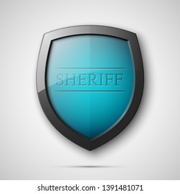 Absolute sheriff protection guard shield concept. Safety vector badge abstract protection icon Privacy banner shield Security label sheriff sign. Defense tag presentation sticker shield safeguard sign