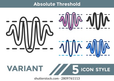 Absolute Threshold icon for representing minimum sensory detection systems, perception limit concepts, and threshold awareness functions. Line, Filled, Color, Dualtone style.
