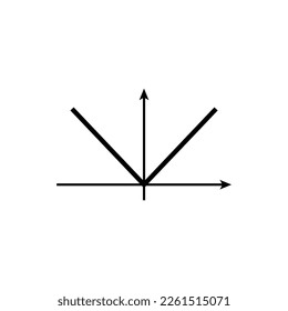 Absolute value graph icon. the graph of the absolute value function for real numbers. Mathematics symbol. Vector illustration isolated on white background.