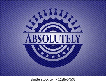 Absolutely badge with denim background