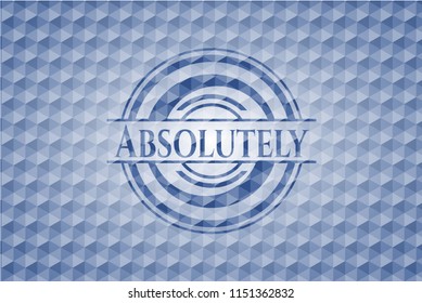 Absolutely blue badge with geometric pattern background.