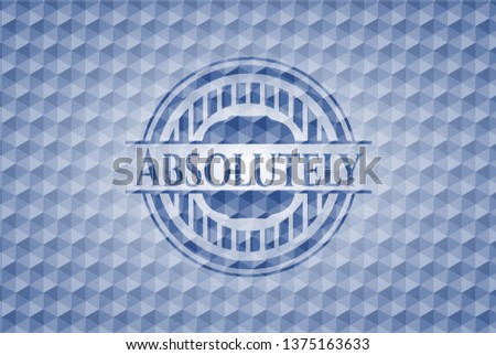 Absolutely blue emblem or badge with geometric pattern background.