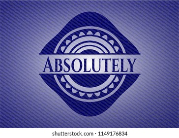 Absolutely emblem with denim texture
