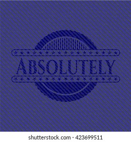 Absolutely emblem with denim texture