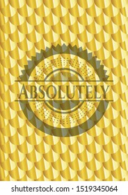 Absolutely golden badge. Scales pattern. Vector Illustration. Detailed.