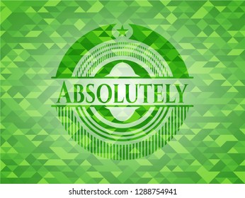 Absolutely green emblem. Mosaic background