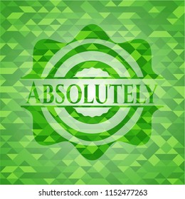 Absolutely green emblem with mosaic ecological style background