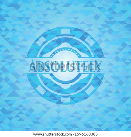 Absolutely light blue emblem. Mosaic background