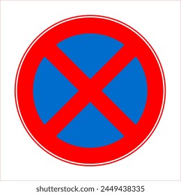 Absolutely NO STOPPING road sign. The sign stopping vehicles is prohibited. Vector image isolated on white.