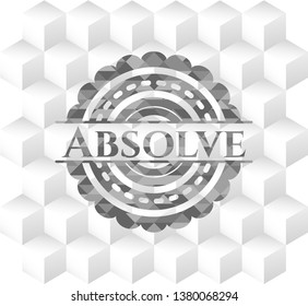 Absolve grey badge with geometric cube white background